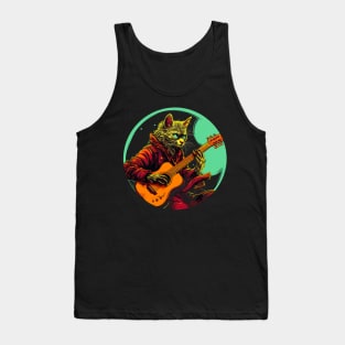 Cat Playing Guitar Funny Cat With Guitar Cute Cat Guitar Tank Top